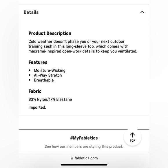 NWT Fabletics Briella Macrame Sculptknit Long-Sleeve Seamless Top MEDIUM - Picture 6 of 6